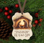 Nativity Double-Sided Metal Christmas Ornament, Baby Jesus in the Manger,, He is Love