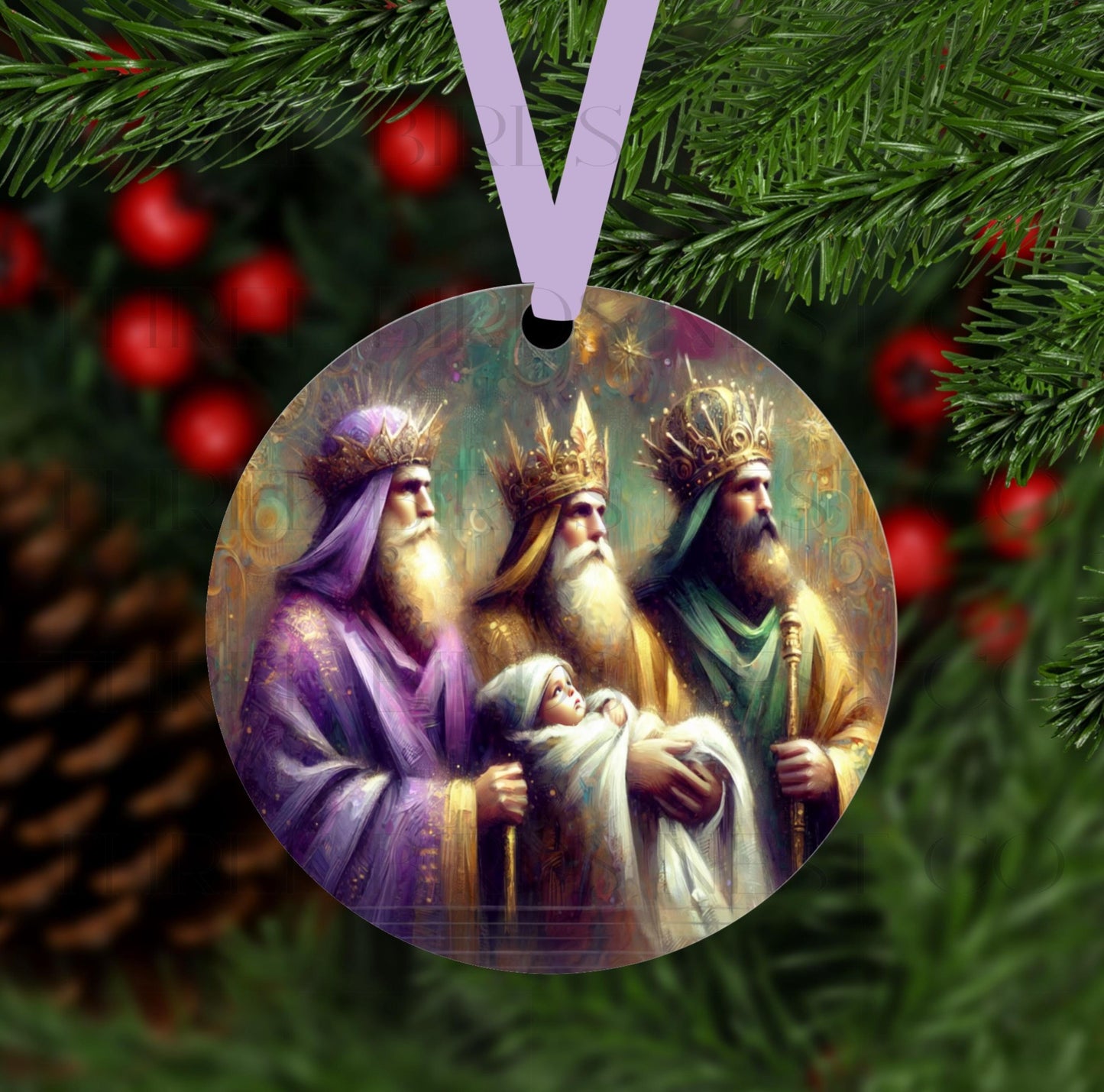 Nativity Double-Sided Metal Christmas Ornament, Wise Men Still Seek Him, Happy Epiphany, Elegant Christmas