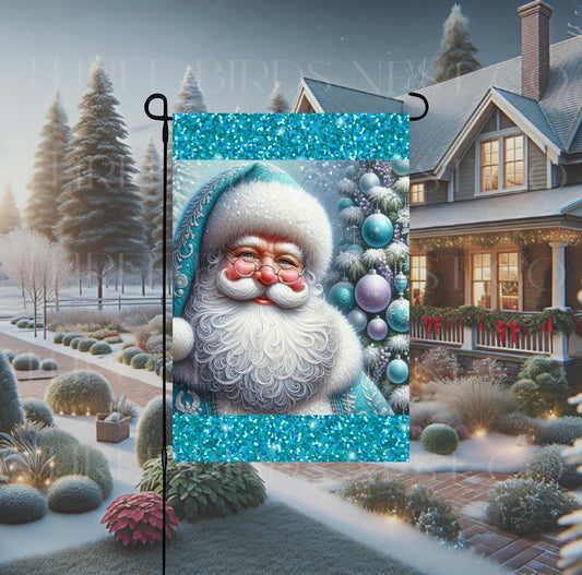 Pastel Santa Claus Christmas Double-Sided Garden Flag