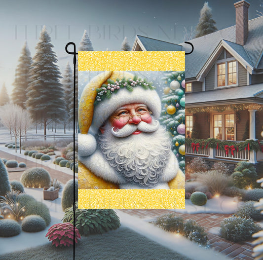 Pastel Santa Claus Christmas Double-Sided Garden Flag, Yellow Lover