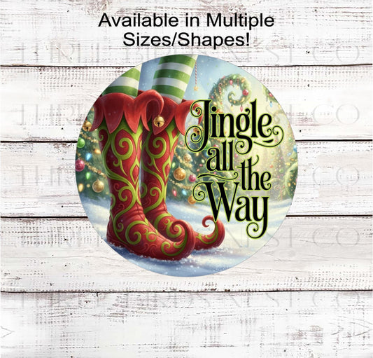 Christmas Wreath Signs, Elf Legs and Shoes, Jingle All the Way- CW2262