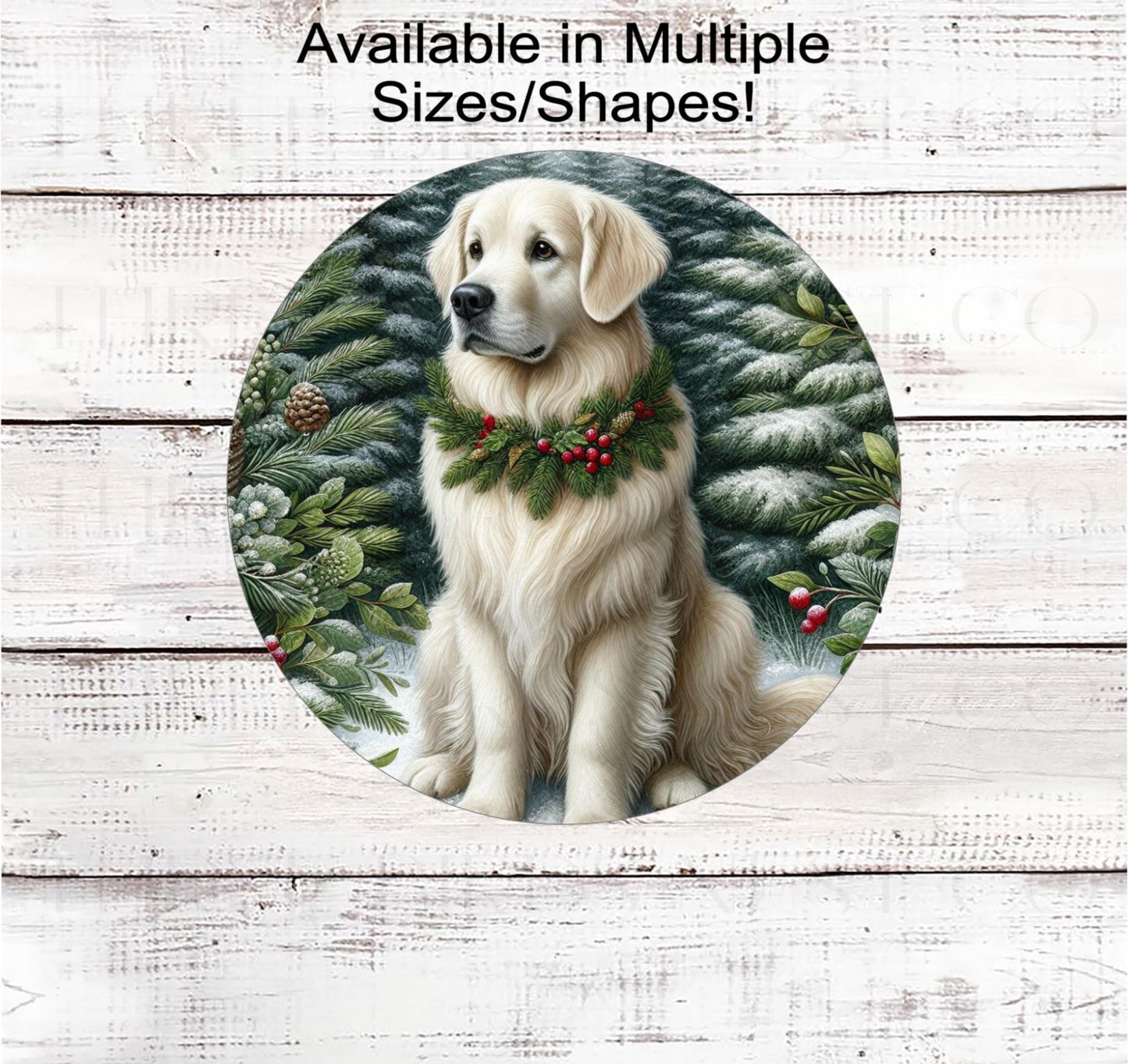 Christmas Dog Wreath Sign, Golden Retriever Lover, English Cream- PA2267