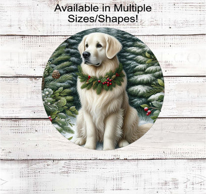 Christmas Dog Wreath Sign, Golden Retriever Lover, English Cream- PA2267