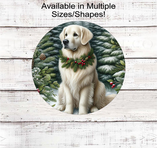 Christmas Dog Wreath Sign, Golden Retriever Lover, English Cream- PA2267