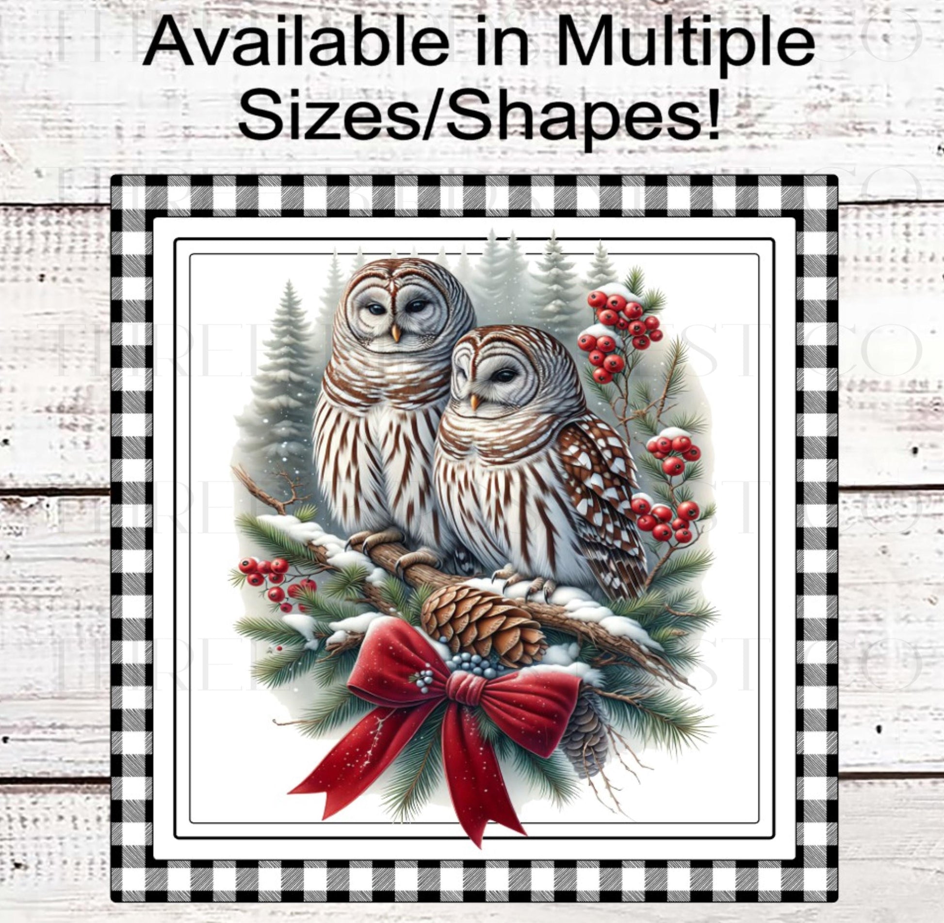 Winter Wreath Signs, Barred Owl Bird Lover, Christmas Decor, Rustic Farmhouse- CW2298