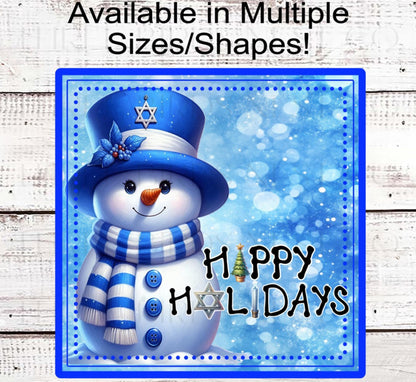 Snowman Wreath Sign, Happy Holidays, Hanukkah Star of David- CW2242