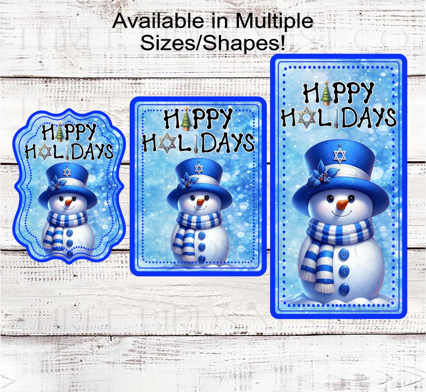 Snowman Wreath Sign, Happy Holidays, Hanukkah Star of David- CW2242