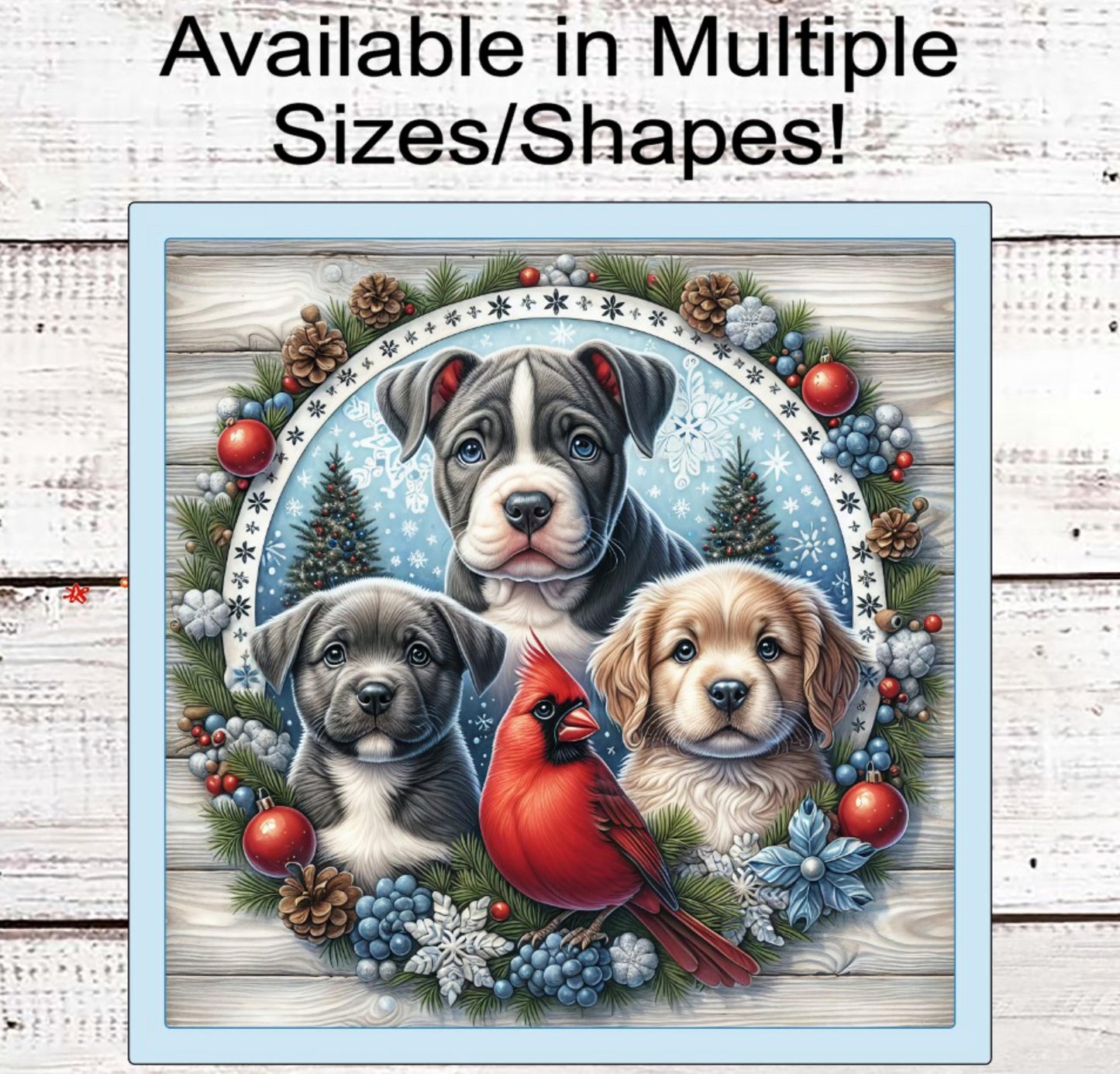 Christmas Dog Wreath Sign, Puppy Lover, Cardinal Bird Decor- PA2273