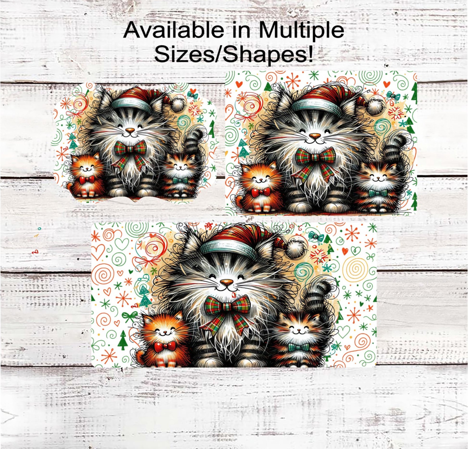 Cat Wreath Sign, Whimsical Decor, Christmas Cat- PA2274