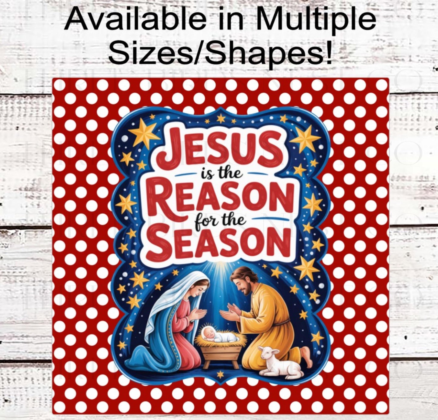 Christian Wreath Sign, Jesus is the Reason, Nativity Decor- CW2275