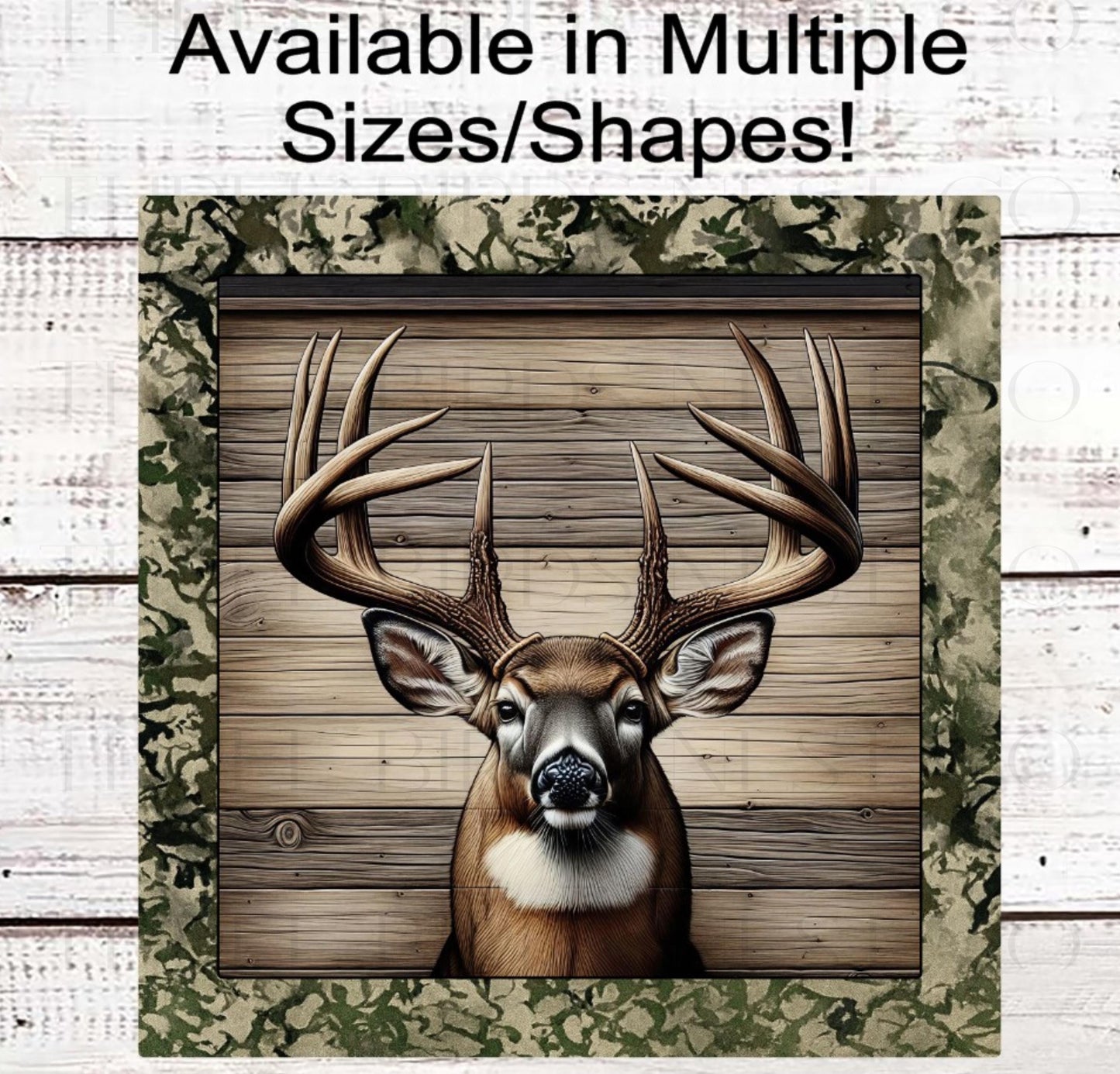 Deer Wreath Sign, Camo Decor, Rustic Farmhouse, Cabin Decor, Wildlife Lover- PA2276