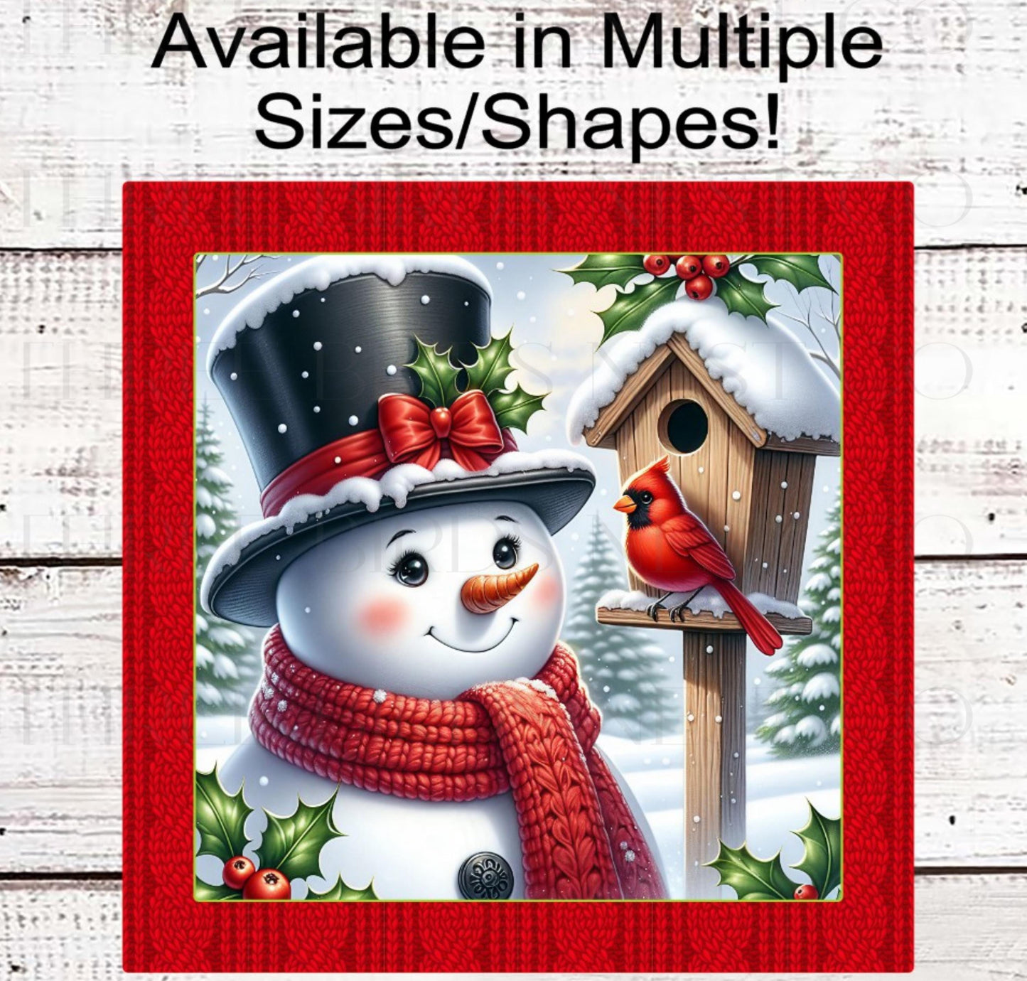 Winter Snowman Wreath Sign, Snowy Cardinal- CW2282