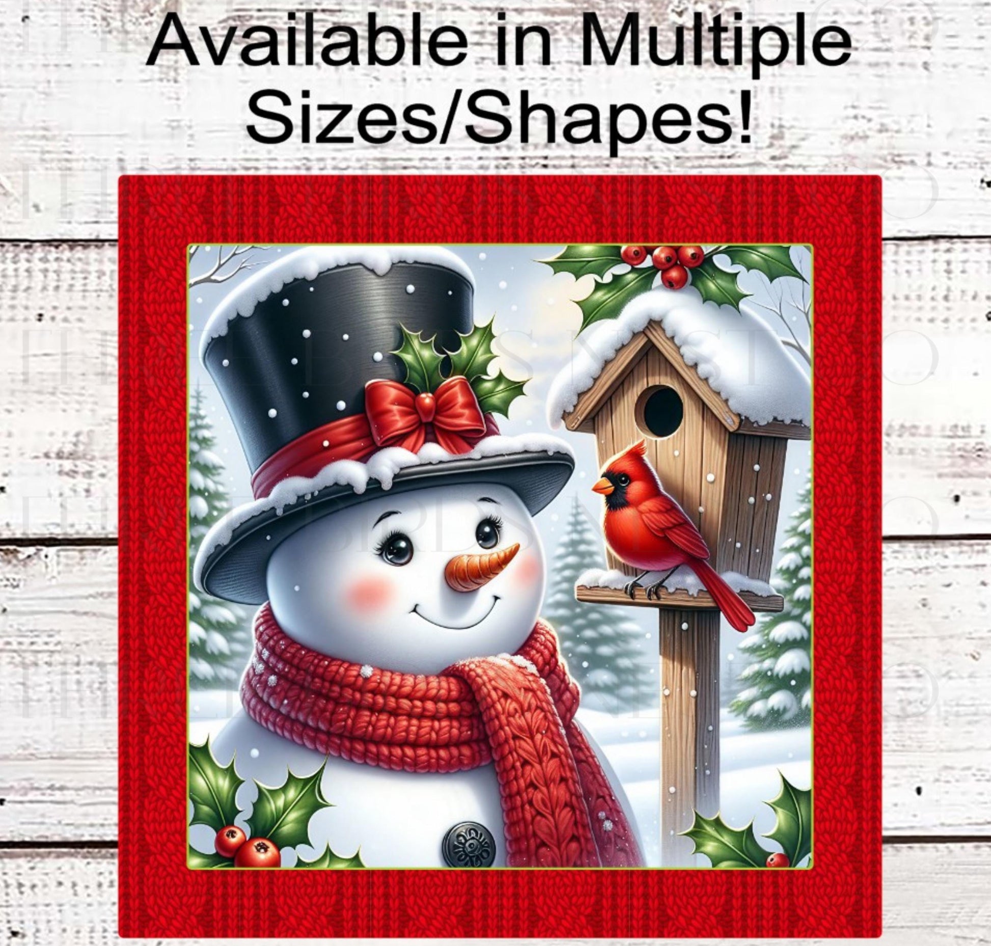 Winter Snowman Wreath Sign, Snowy Cardinal- CW2282