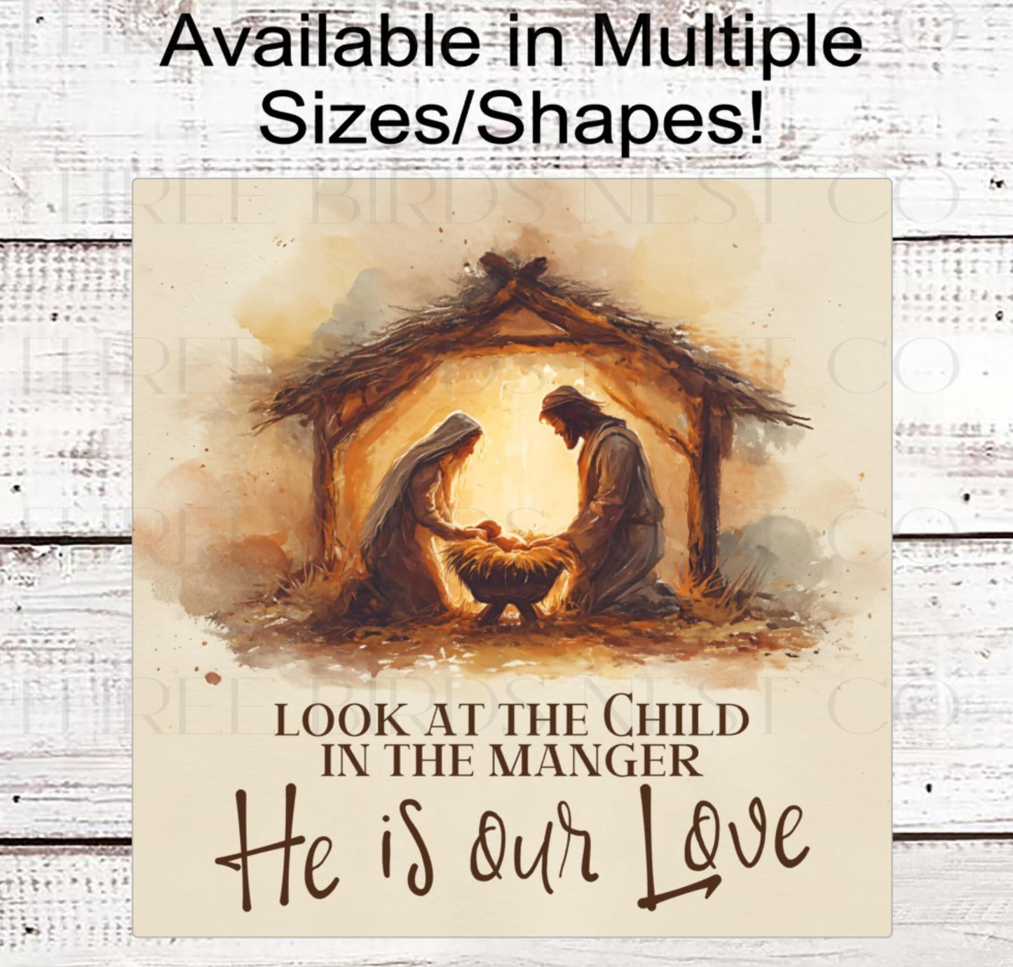 Nativity Wreath Signs, God is Love, Elegant Christmas, Religious Gifts- CW2283