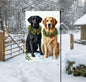 Labrador Retriever and Golden Retriever Double-Sided Garden Flag, Winter Yard Decor