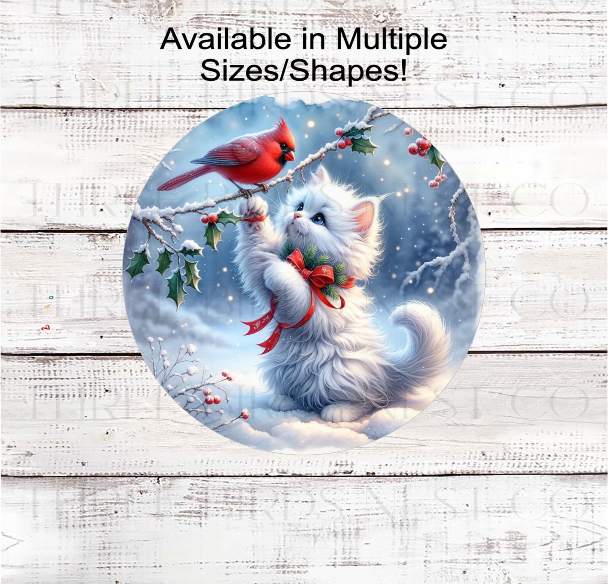 Cat Wreath Sign, Cardinal Lover, Christmas Cat- PA2290