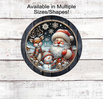 Christmas Wreath Signs, Santa Claus, Snowman Lover, Reindeer Decor- CW2291