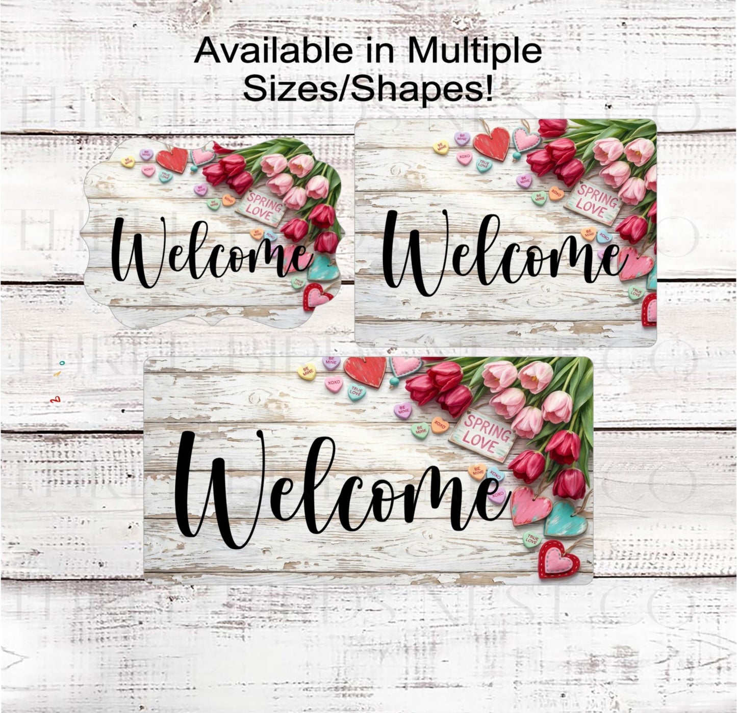 Valentines Day Wreath Sign, Floral Tulips Decor, Spring Love - MH2303