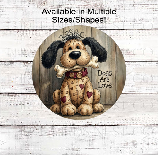 Dog Wreath Signs, Dogs Are Love, Paw Print Decor- PA2305