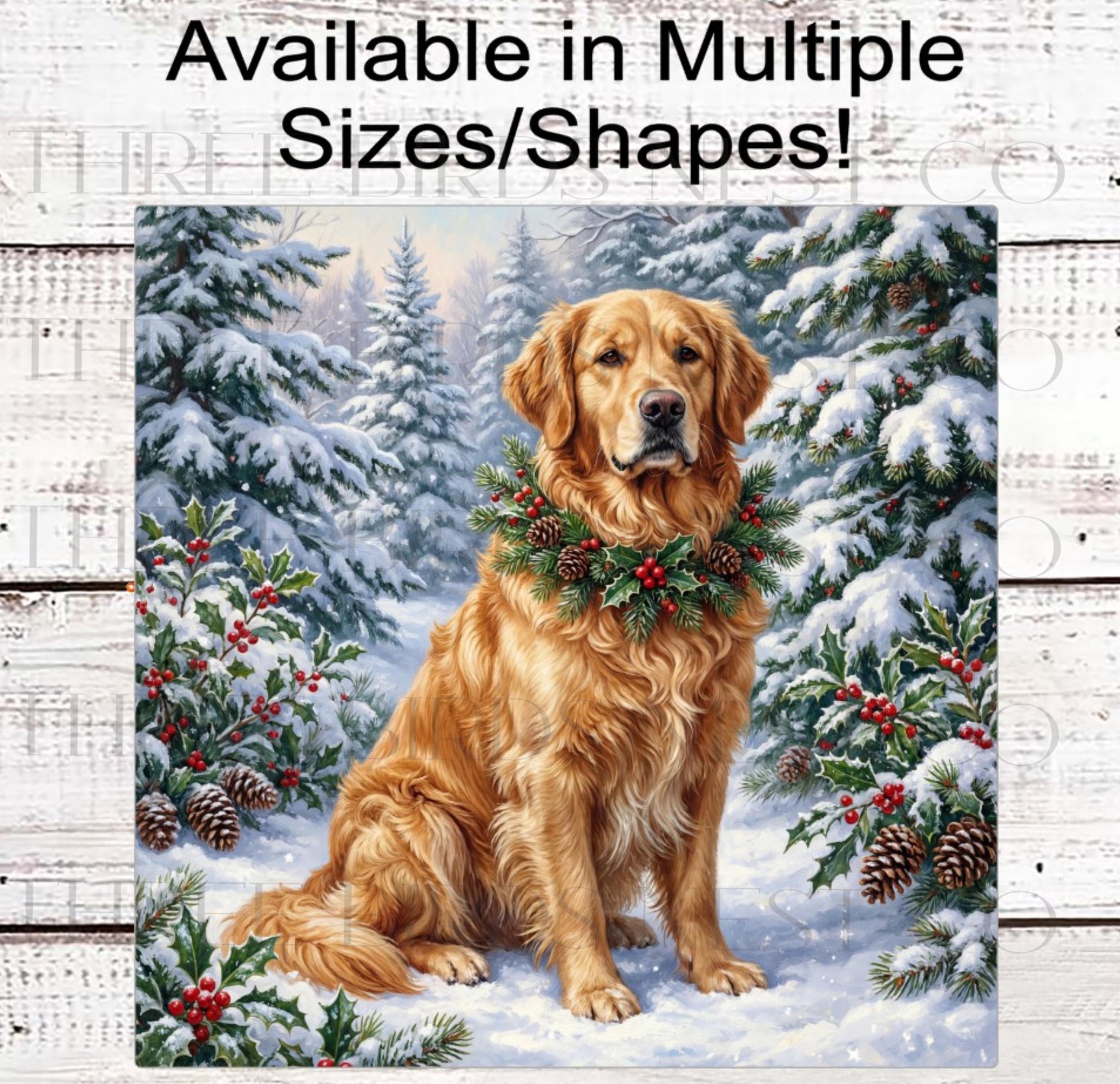Christmas Dog Wreath Sign, Golden Retriever Lover, Winter Decor- PA2308