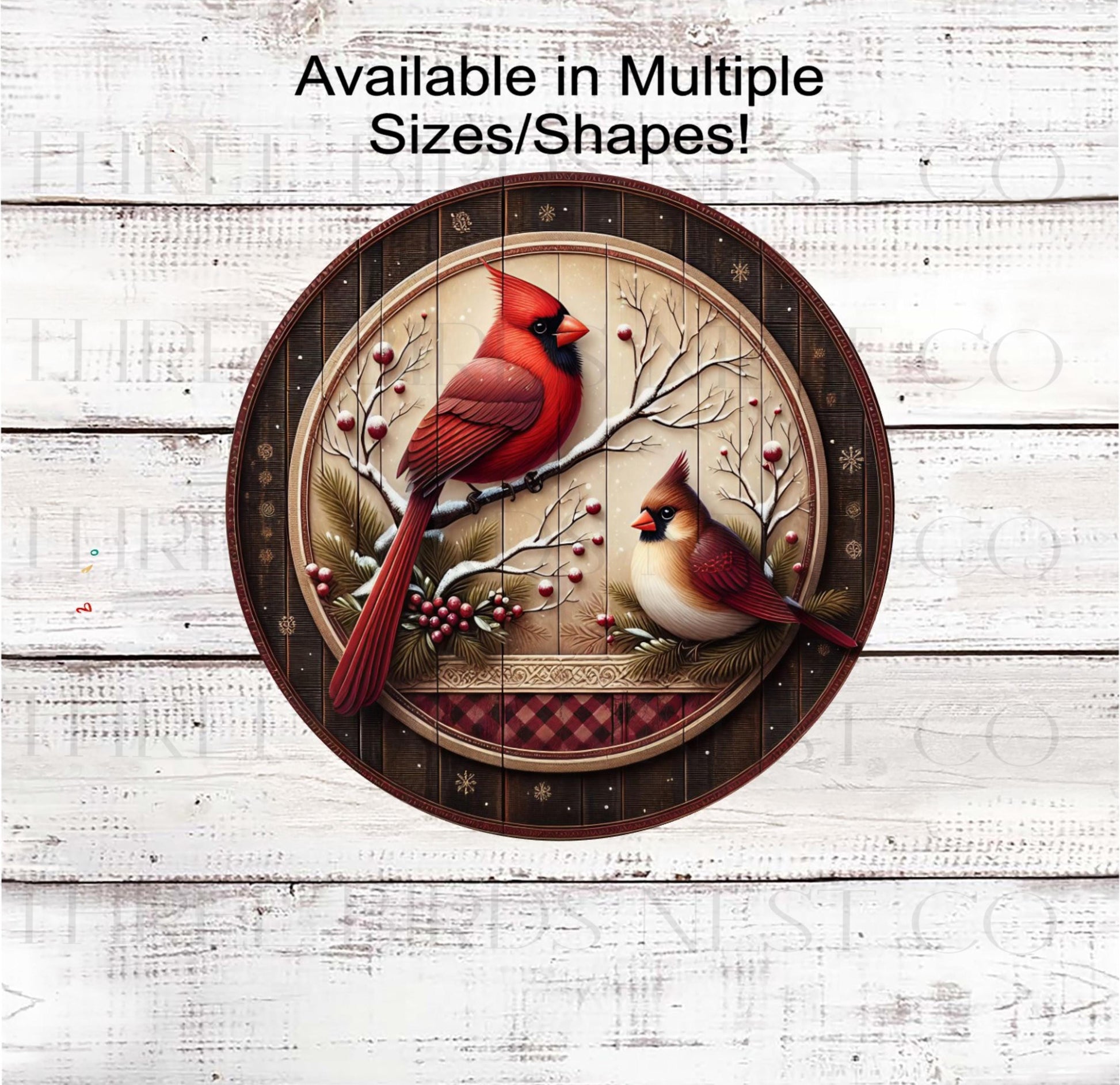 Winter Wreath Signs, Cardinal Bird Lover, Christmas Decor, Rustic Farmhouse- CW2309