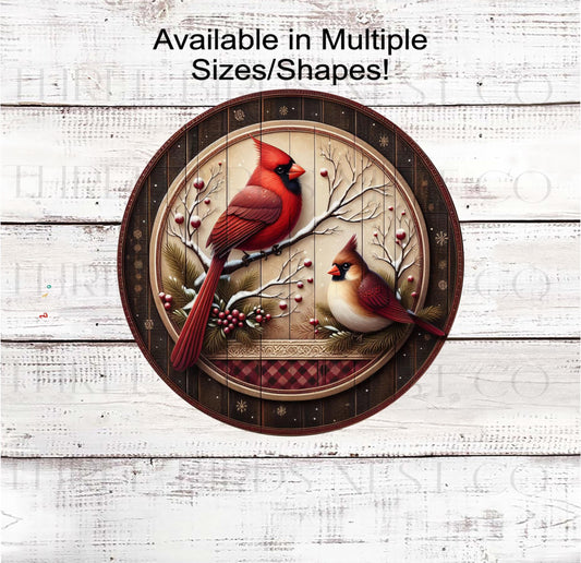 Winter Wreath Signs, Cardinal Bird Lover, Christmas Decor, Rustic Farmhouse- CW2309
