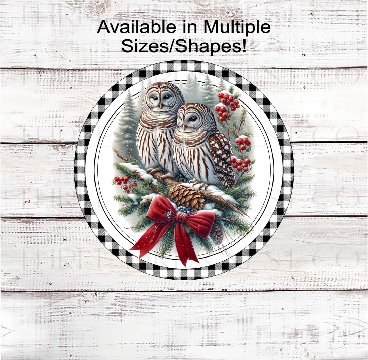 Winter Wreath Signs, Barred Owl Bird Lover, Christmas Decor, Rustic Farmhouse- CW2298