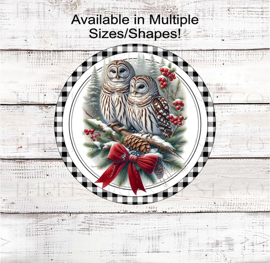 Winter Wreath Signs, Barred Owl Bird Lover, Christmas Decor, Rustic Farmhouse- CW2298