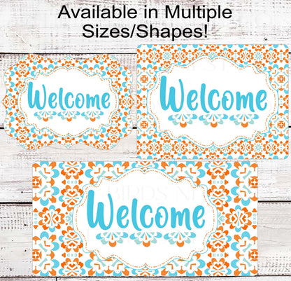 Welcome Wreath Sign, Talavera Tile Pattern- EV2316