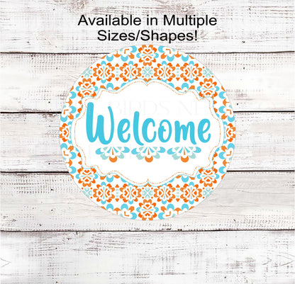 Welcome Wreath Sign, Talavera Tile Pattern- EV2316