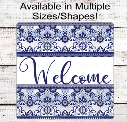 Welcome Wreath Sign, Talavera Tile Pattern- EV2317