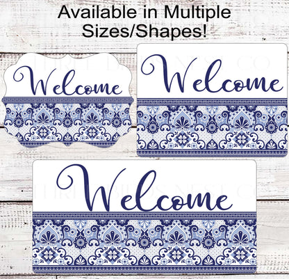 Welcome Wreath Sign, Talavera Tile Pattern- EV2317