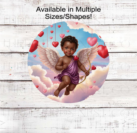 African American Cupid Wreath Sign Valentines Day Love- ET2299