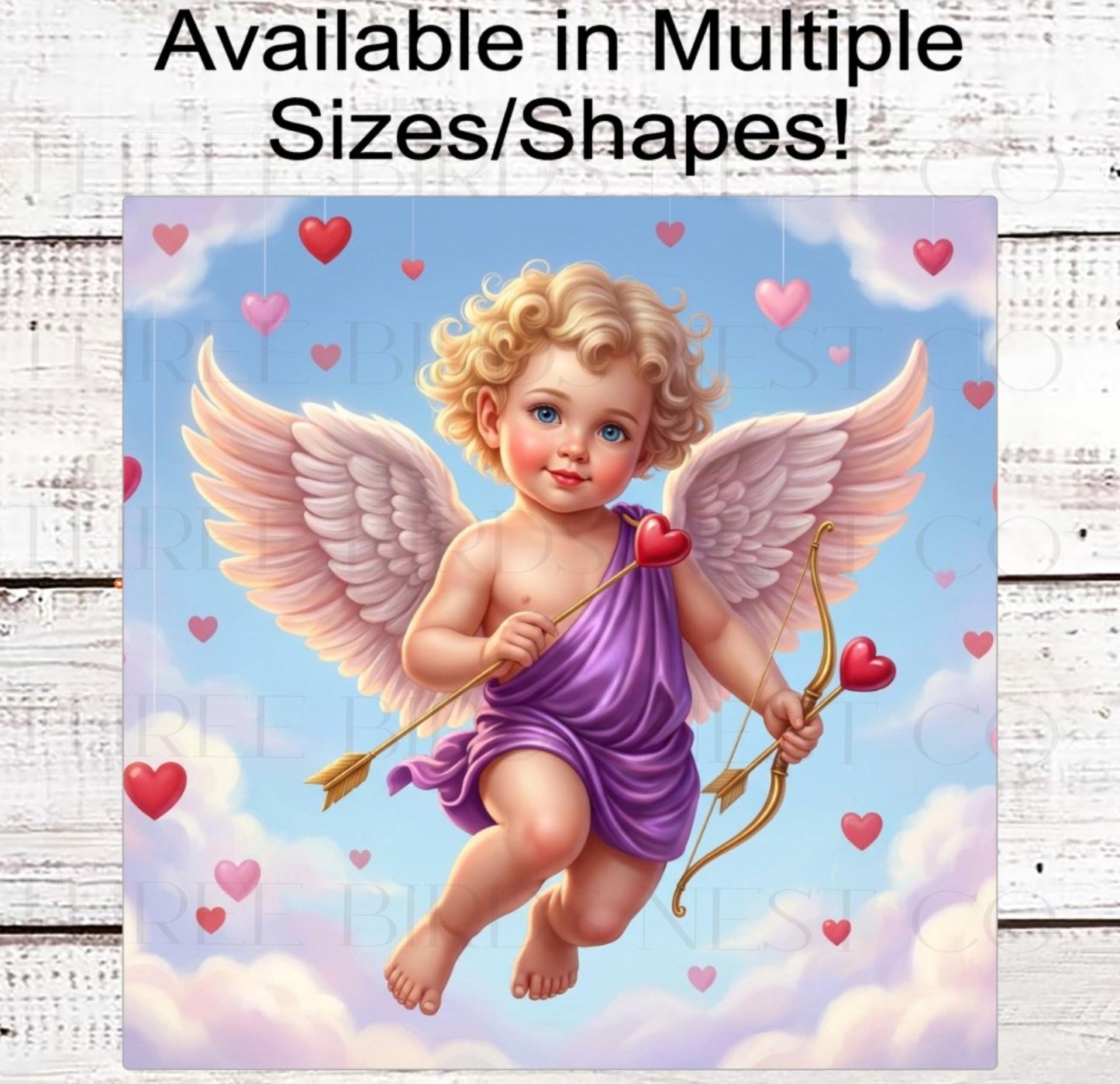 Cupid Cherub Valentine's Day Sign: Floral Love Wreath Decor- MH2300