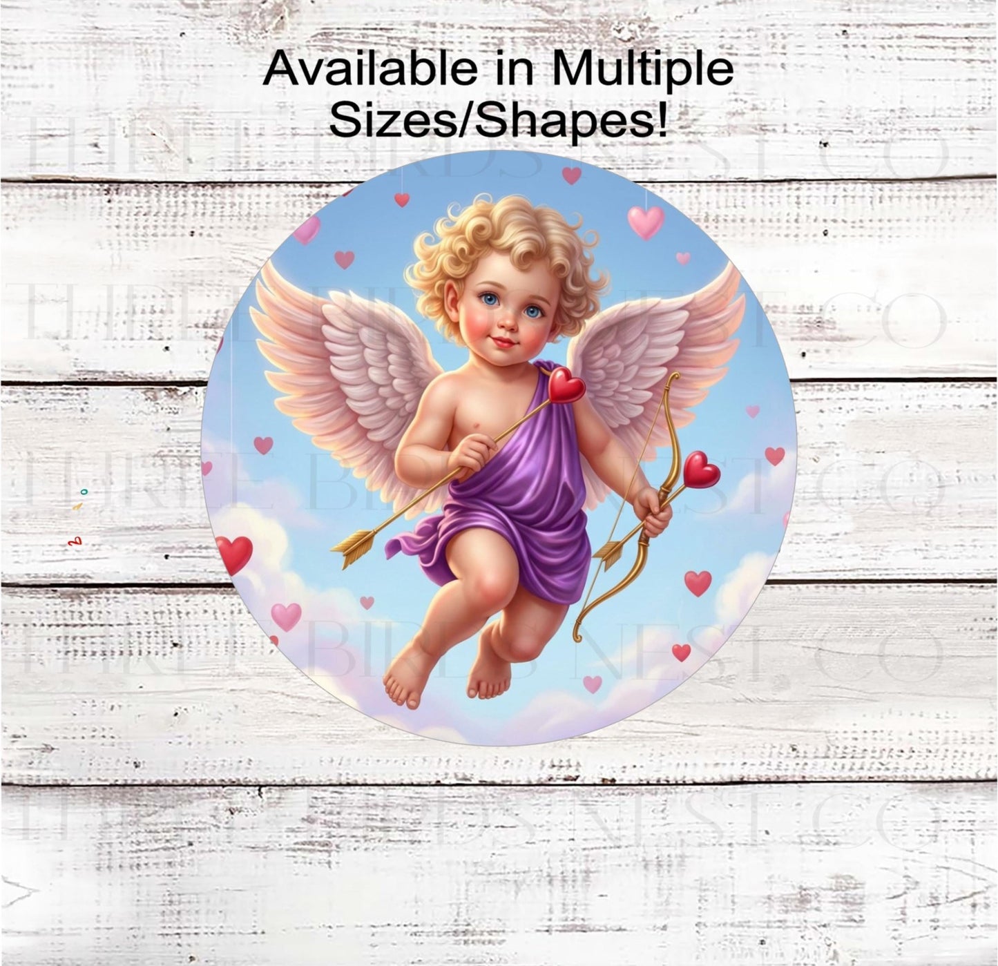 Cupid Cherub Valentine's Day Sign: Floral Love Wreath Decor- MH2300
