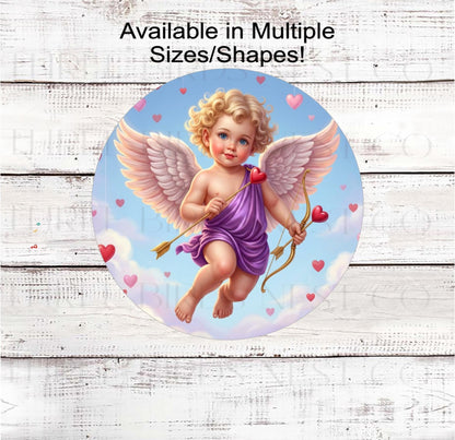 Cupid Cherub Valentine's Day Sign: Floral Love Wreath Decor- MH2300