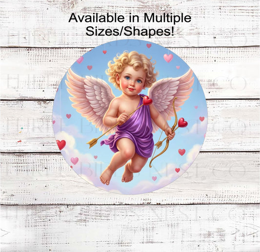 Cupid Cherub Valentine's Day Sign: Floral Love Wreath Decor- MH2300