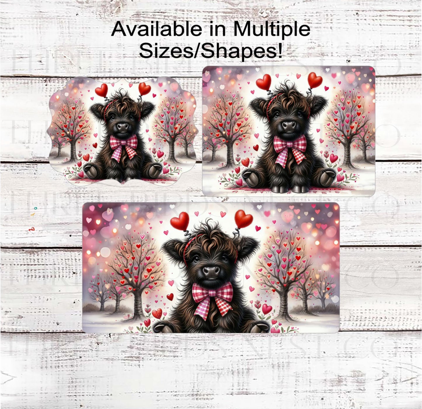 Scottish Highland Cow Wreath Sign, Valentines Day Hearts- MH2301