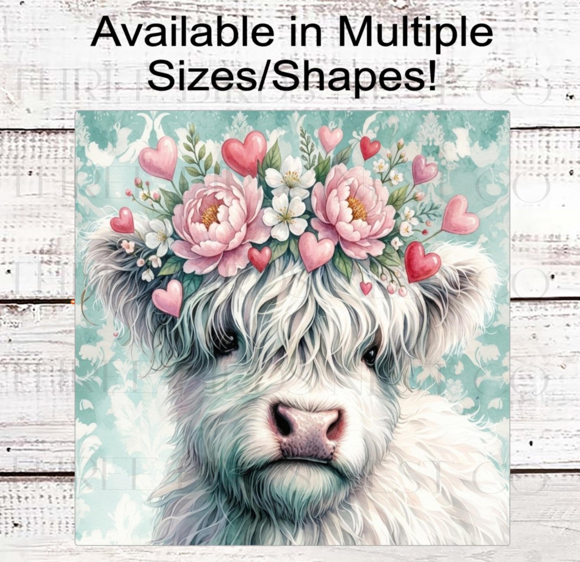 Scottish Highland Cow Wreath Sign, Valentines Day Hearts- MH2307