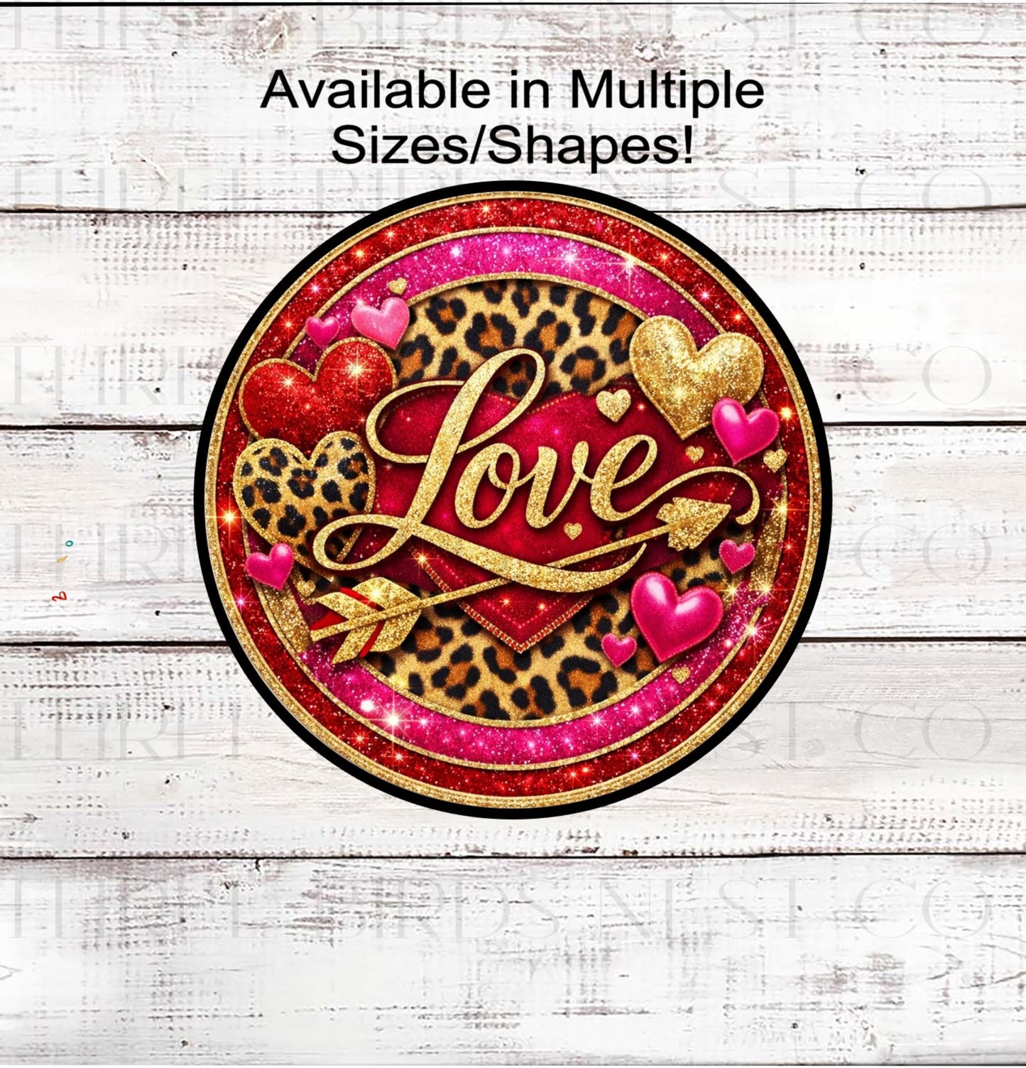 Valentines Day Wreath Sign, Leopard Decor, Love - MH2310
