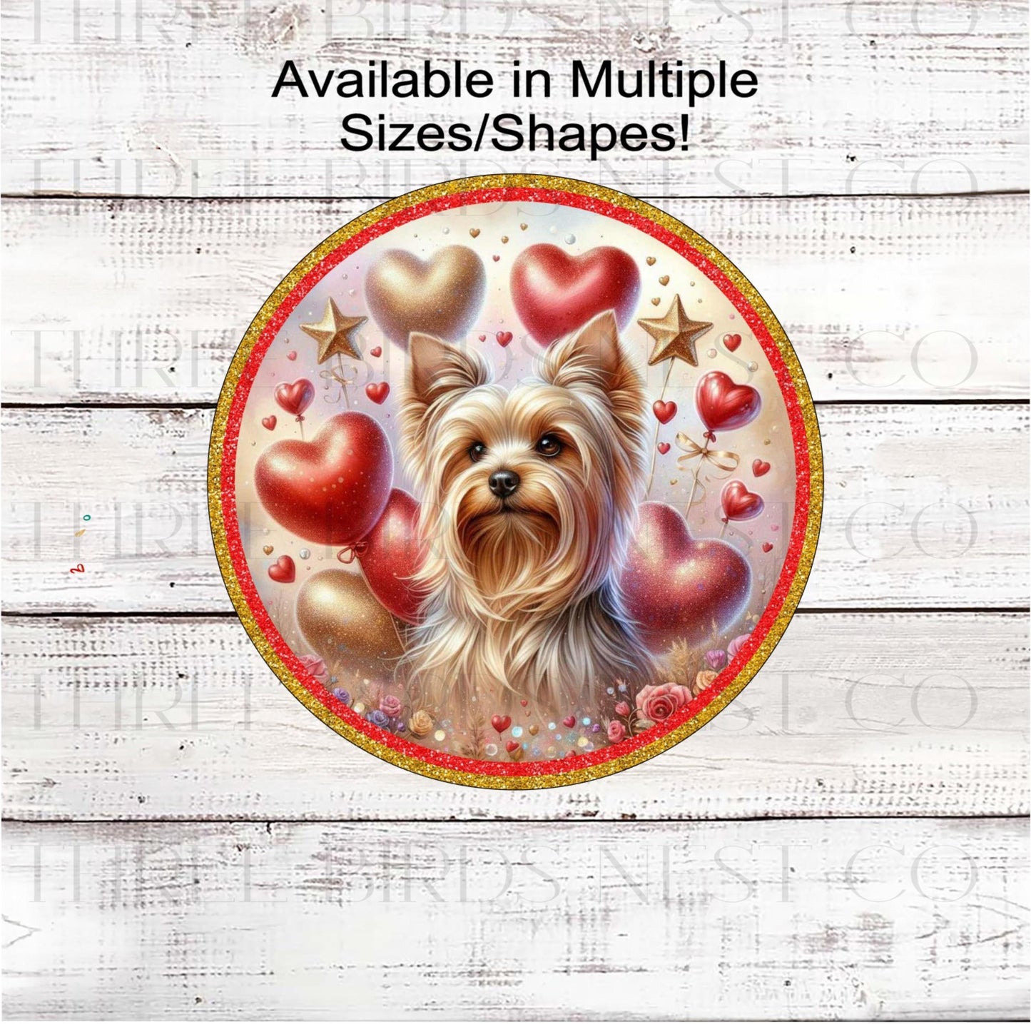 Dog Wreath Signs, Yorkshire Terrier Lover, Valentines Day- PA2314