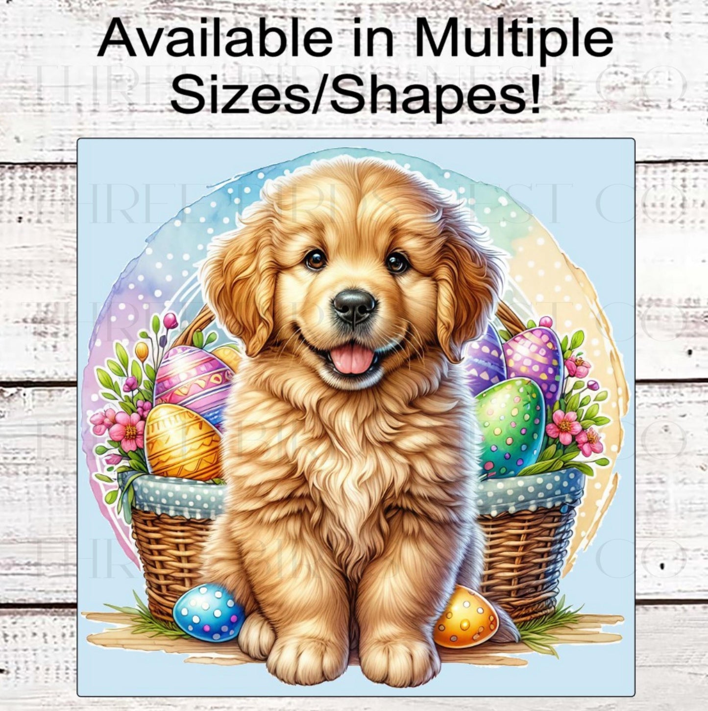Easter Wreath Sign, Golden Retriever, Spring Decor- PA2345