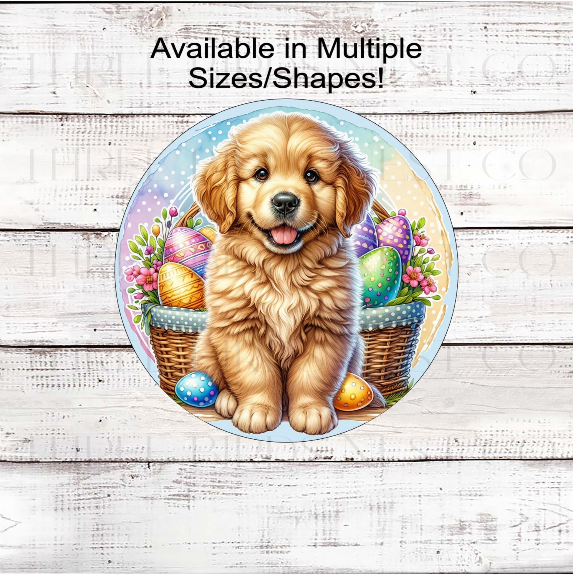 Easter Wreath Sign, Golden Retriever, Spring Decor- PA2345