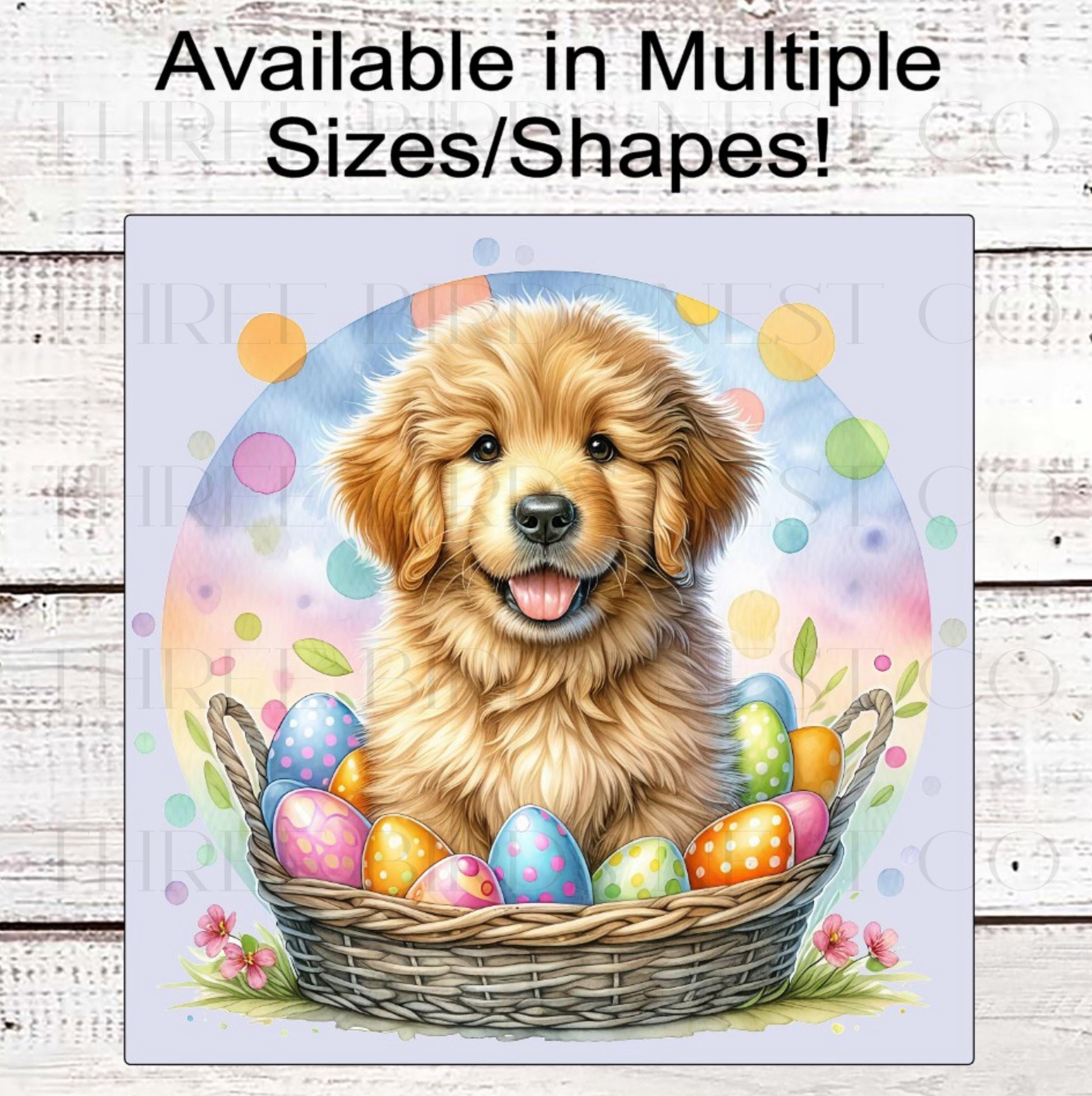 Easter Wreath Sign, Golden Retriever, Spring Decor- PA2346