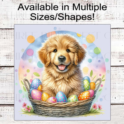 Easter Wreath Sign, Golden Retriever, Spring Decor- PA2346
