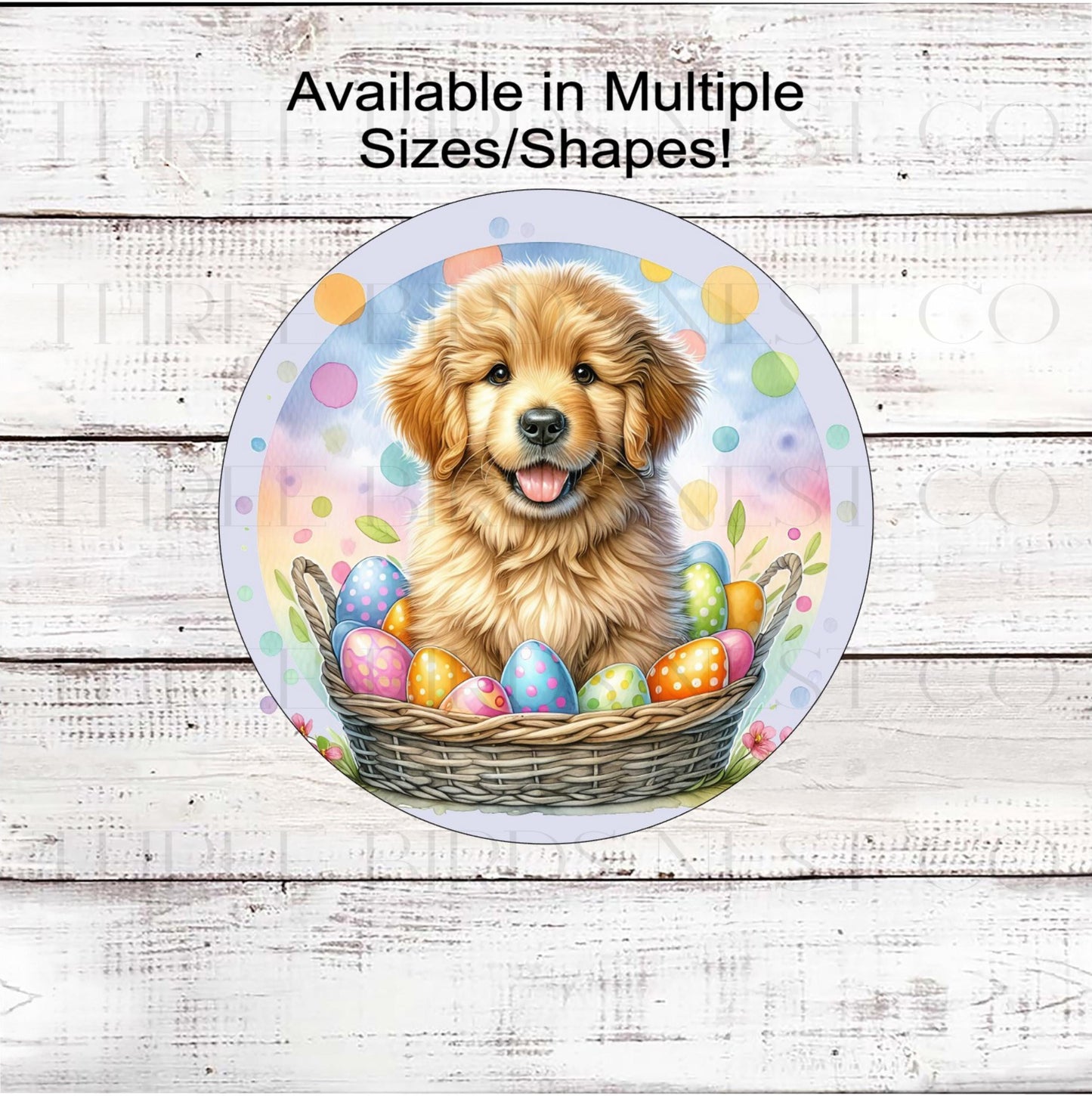 Easter Wreath Sign, Golden Retriever, Spring Decor- PA2346
