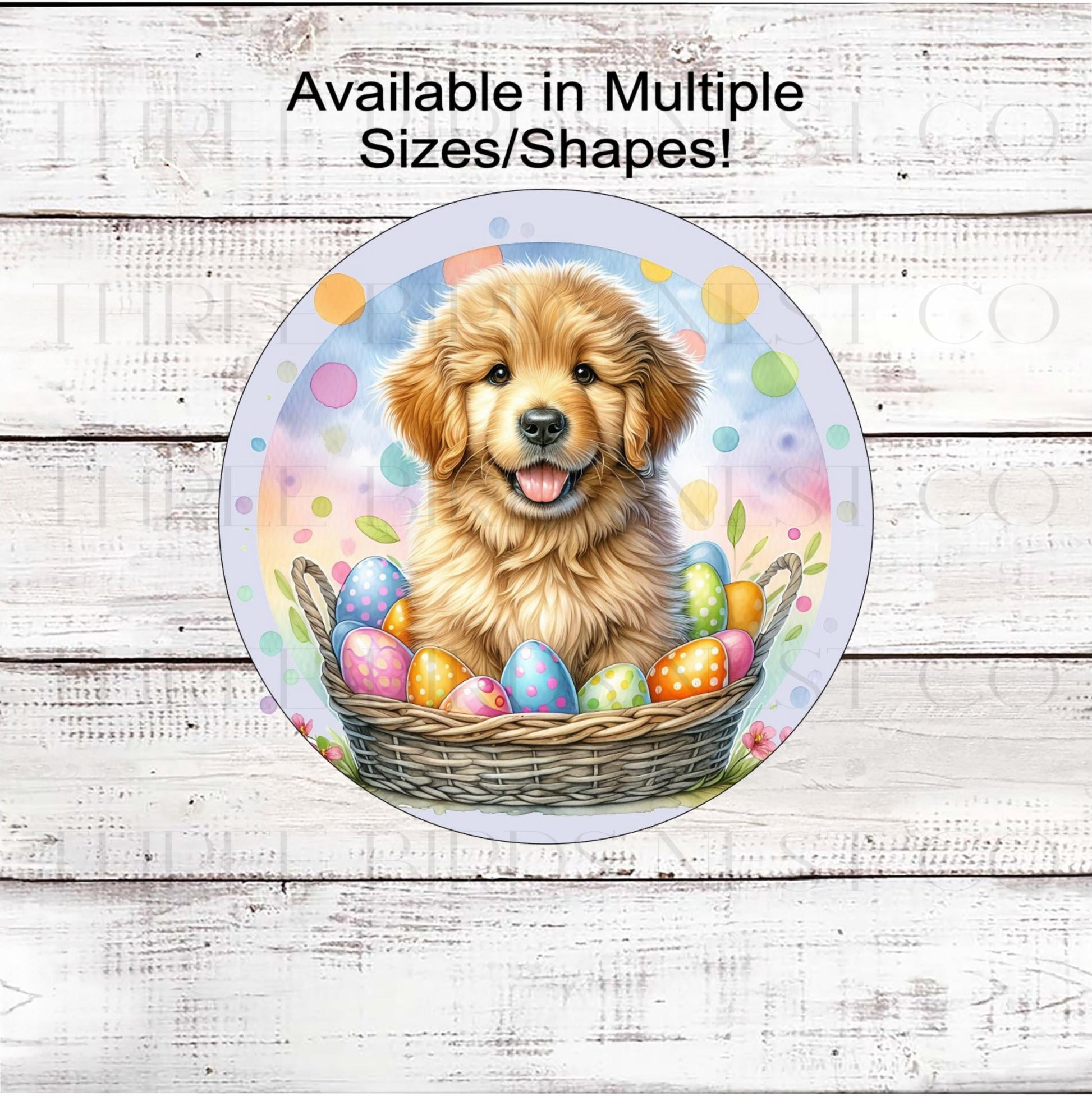 Easter Wreath Sign, Golden Retriever, Spring Decor- PA2346