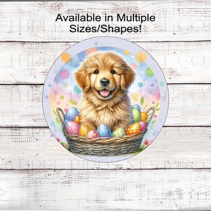 Easter Wreath Sign, Golden Retriever, Spring Decor- PA2346