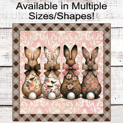 Easter Bunny Wreath Sign, Chinoiserie, Floral Easter Rabbit Decor- E2347