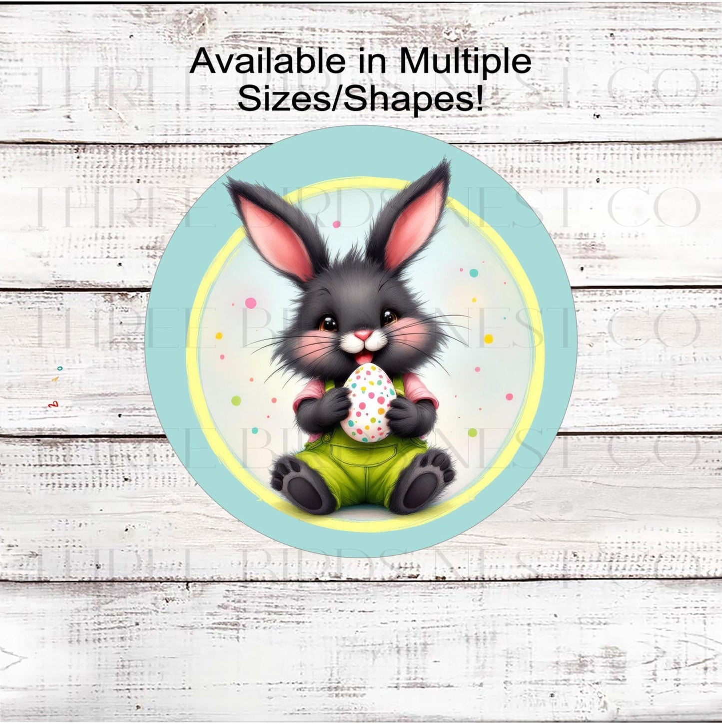 Easter Wreath Sign, Bunny Rabbit with Easter Egg, Spring Decor- E2350
